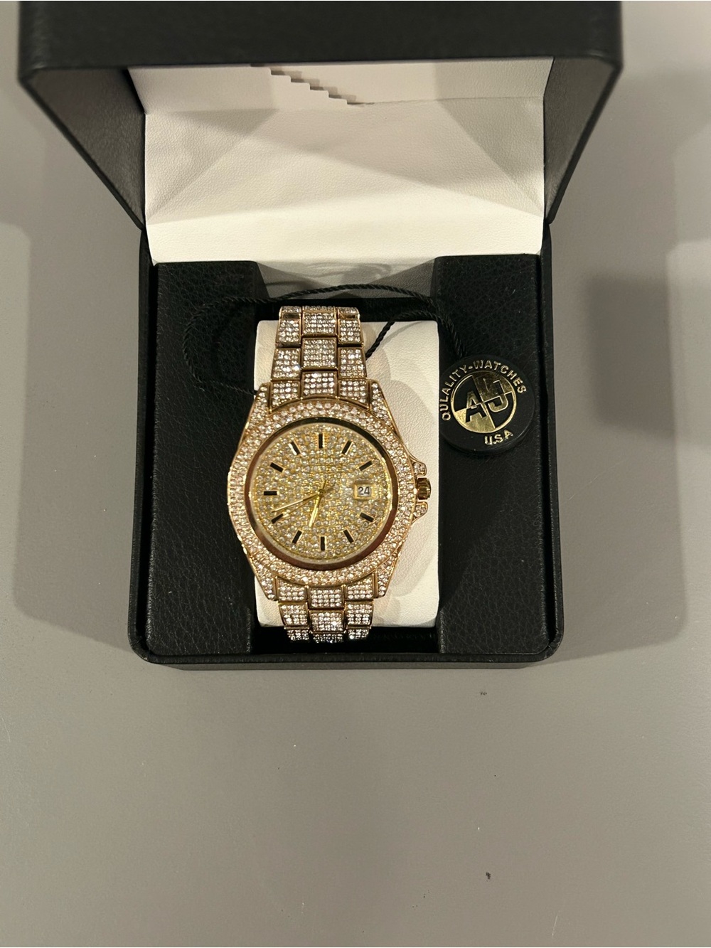 Gold Crystal Pavé Bracelet Watch